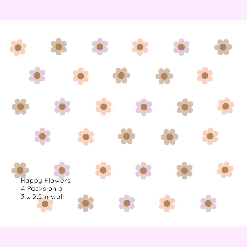 Happy Flower | Removable PhotoTex Wall Decals Wall Decals Blond + Noir 