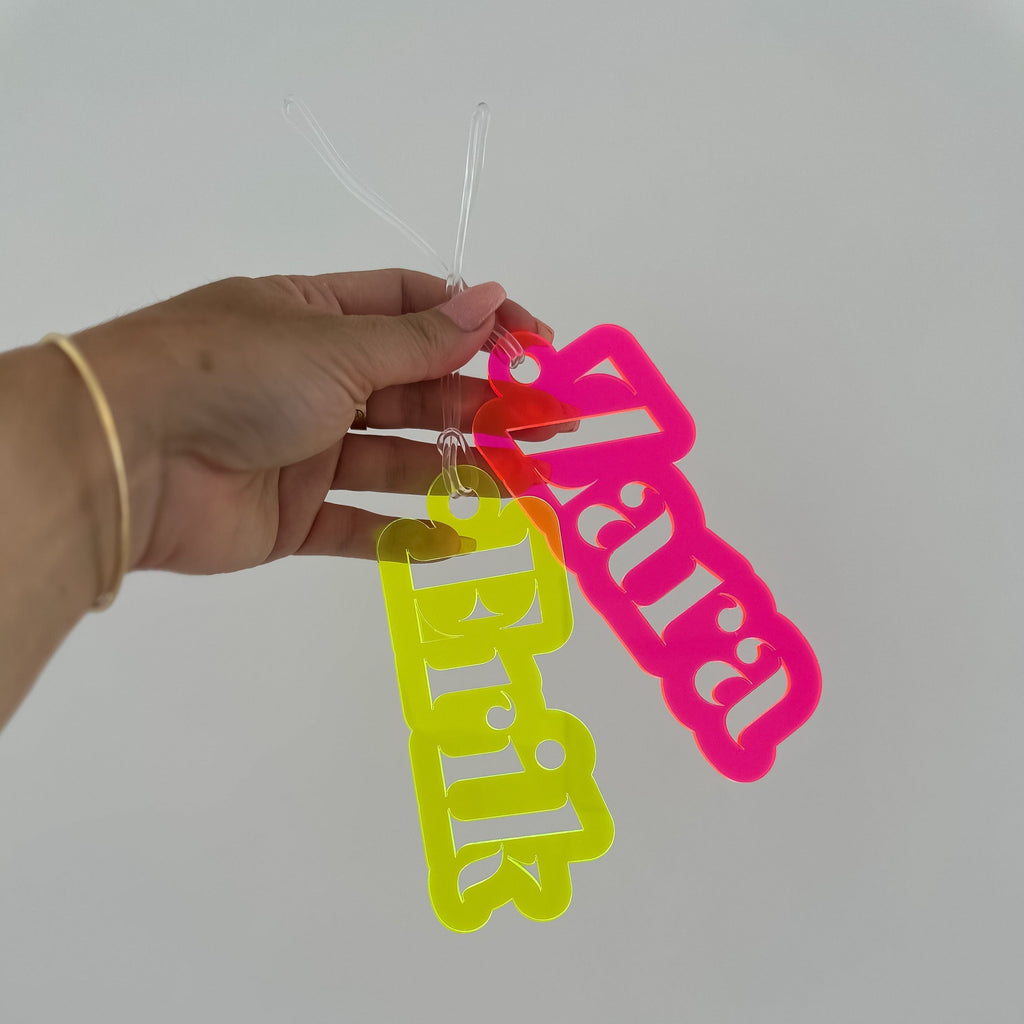 Limited Edition FLURO | Christmas Place Marker or Gift Tag | Custom Christmas Decoration Acrylic Name Letterly Australia 