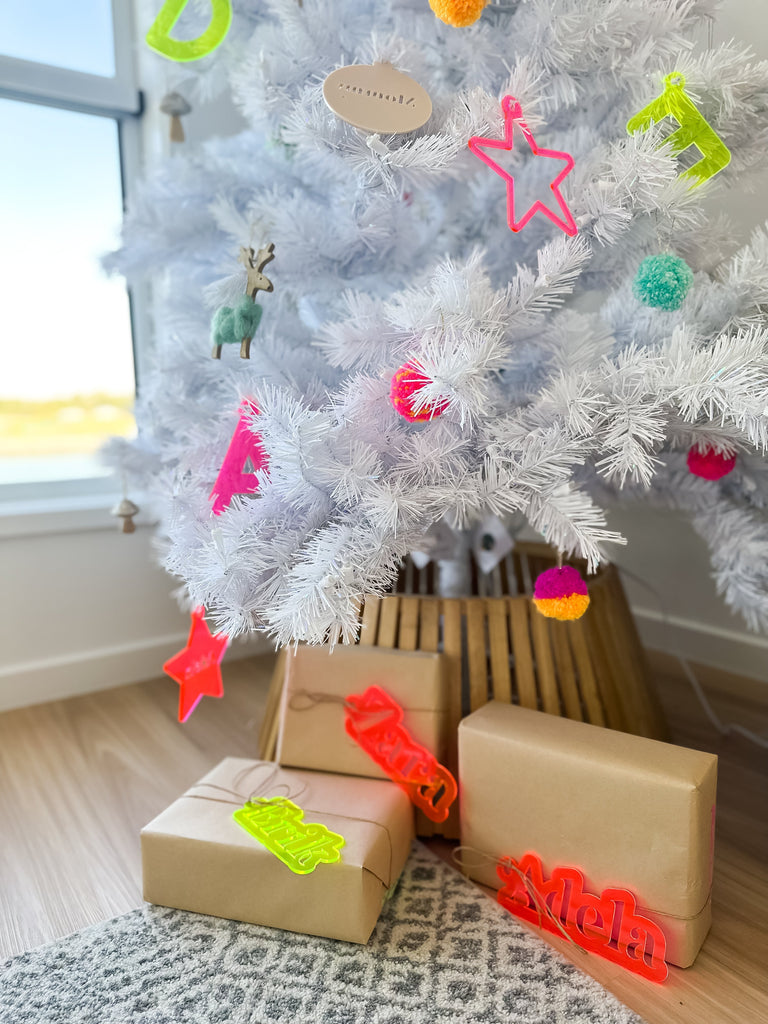Limited Edition FLURO | Christmas Place Marker or Gift Tag | Custom Christmas Decoration Acrylic Name Letterly Australia 