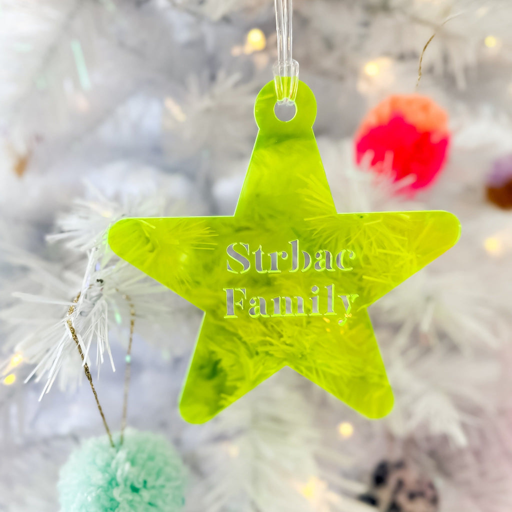 Limited Edition FLURO | Cut Out Style Bauble | Custom Christmas Decoration Acrylic Name Letterly Australia 