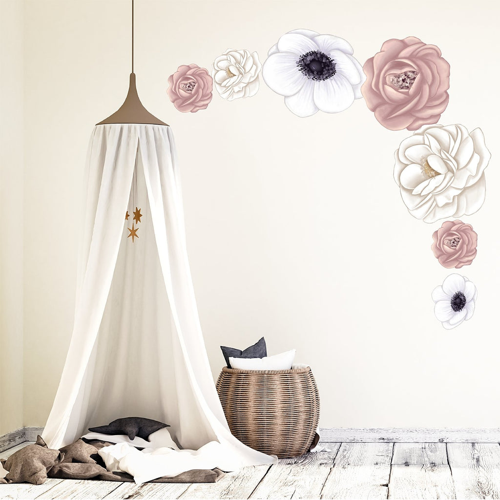 Lyon Florals | Removable Fabric Wall Decals Wall Decals Blond + Noir 