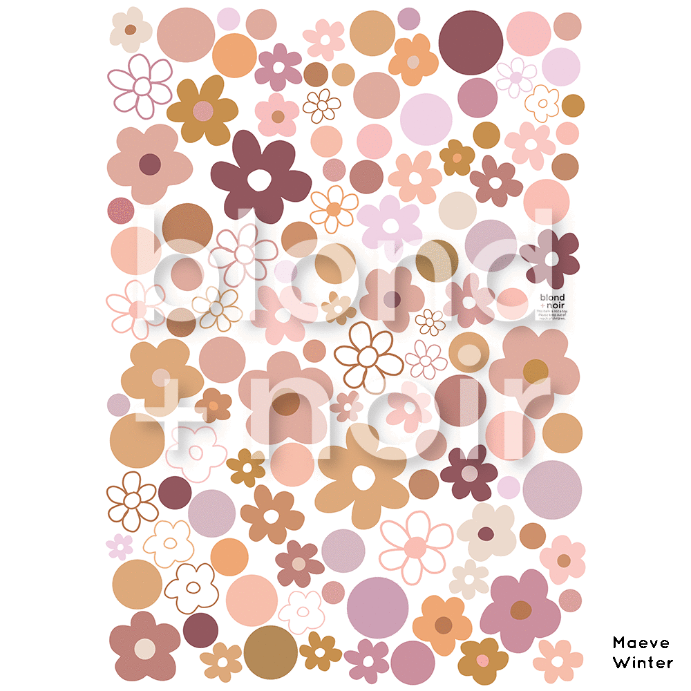 Maeve | 70s Style Florals | Removable Fabric Wall Decals Wall Decals Blond + Noir 