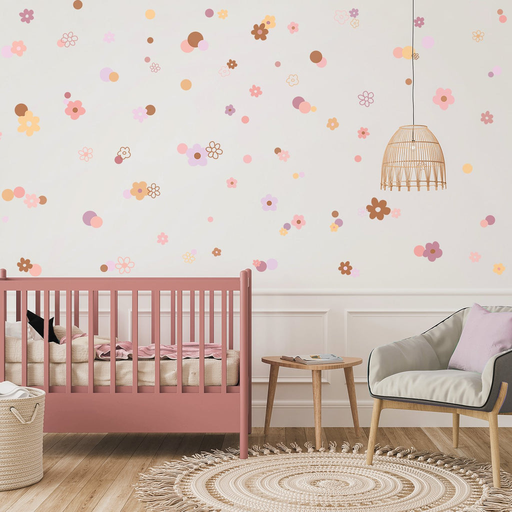 Maeve 70s Style Florals | Removable Fabric Wall Decals Wall Decals Blond + Noir 