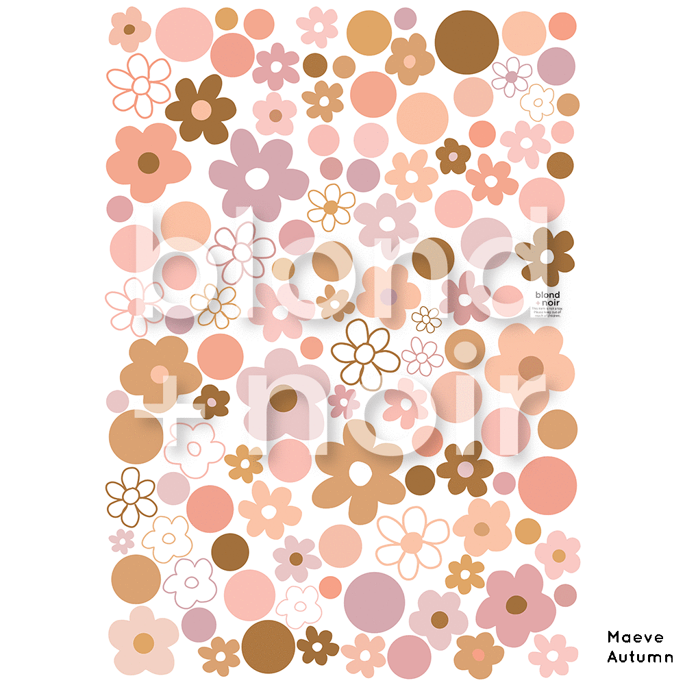 Maeve | 70s Style Florals | Removable Fabric Wall Decals Wall Decals Blond + Noir 