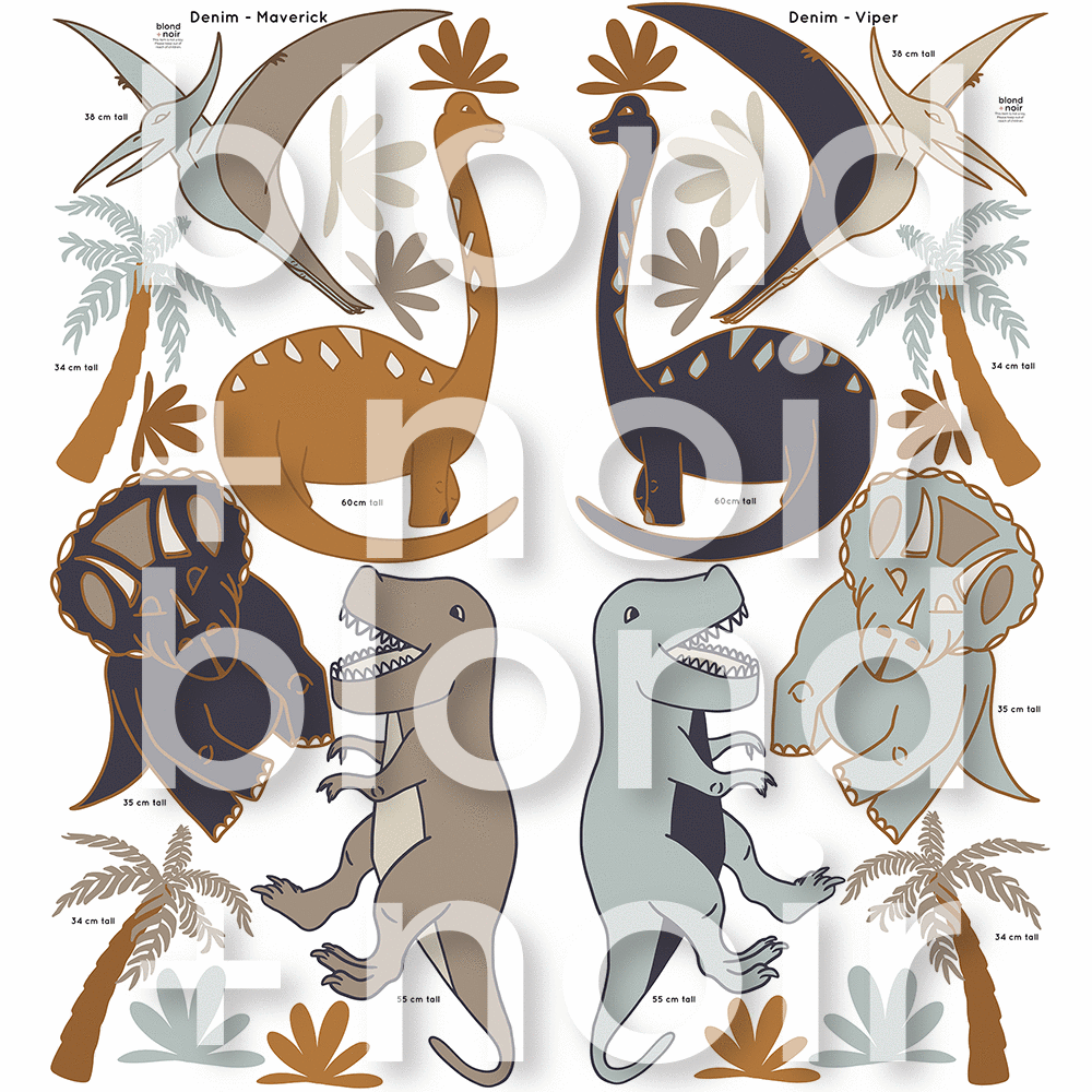 Maxi Dinosaurs | Removable PhotoTex Wall Decals Wall Decals Blond + Noir 