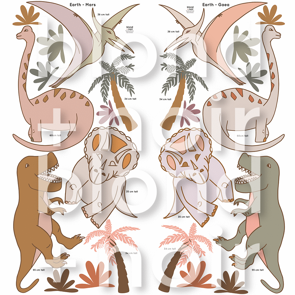 Maxi Dinosaurs | Removable PhotoTex Wall Decals Wall Decals Blond + Noir 