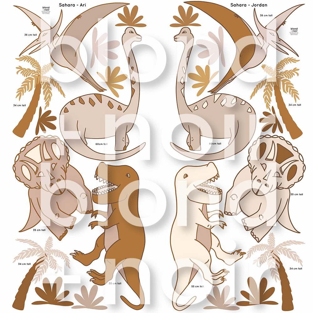 Maxi Dinosaurs | Removable PhotoTex Wall Decals Wall Decals Blond + Noir 