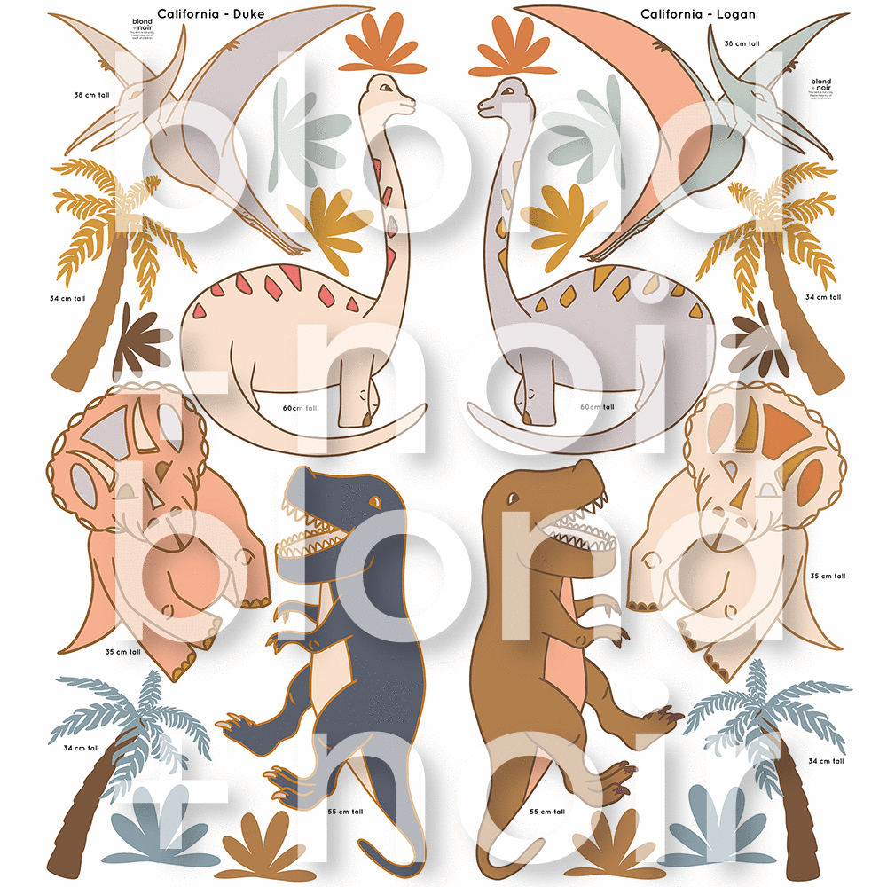 Maxi Dinosaurs | Removable PhotoTex Wall Decals Wall Decals Blond + Noir 