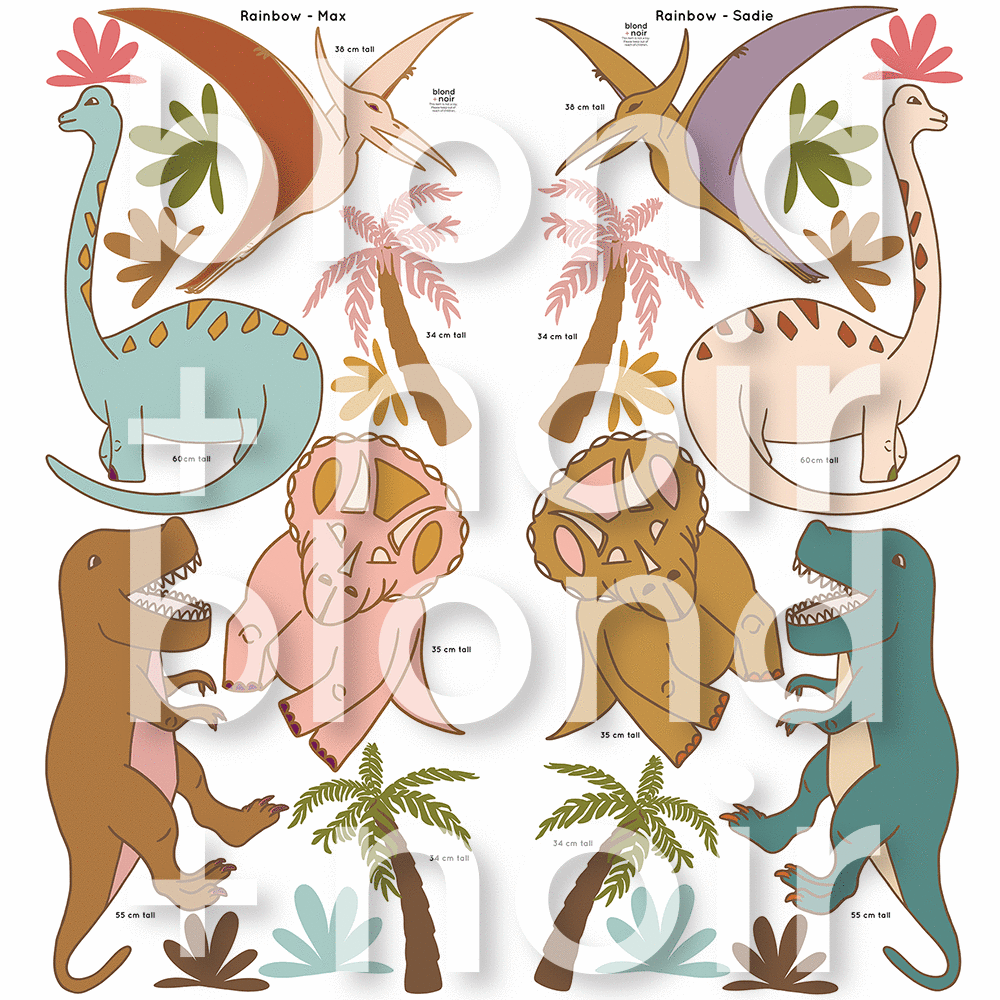 Maxi Dinosaurs | Removable PhotoTex Wall Decals Wall Decals Blond + Noir 