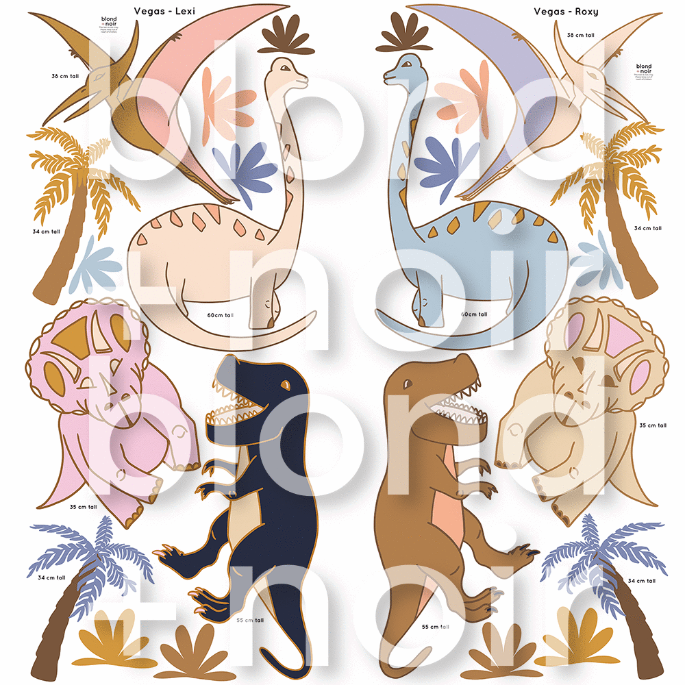 Maxi Dinosaurs | Removable PhotoTex Wall Decals Wall Decals Blond + Noir 