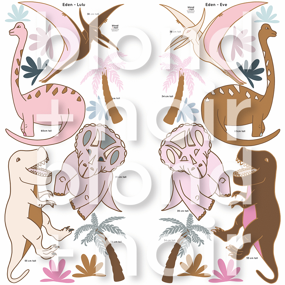 Maxi Dinosaurs | Removable PhotoTex Wall Decals Wall Decals Blond + Noir 