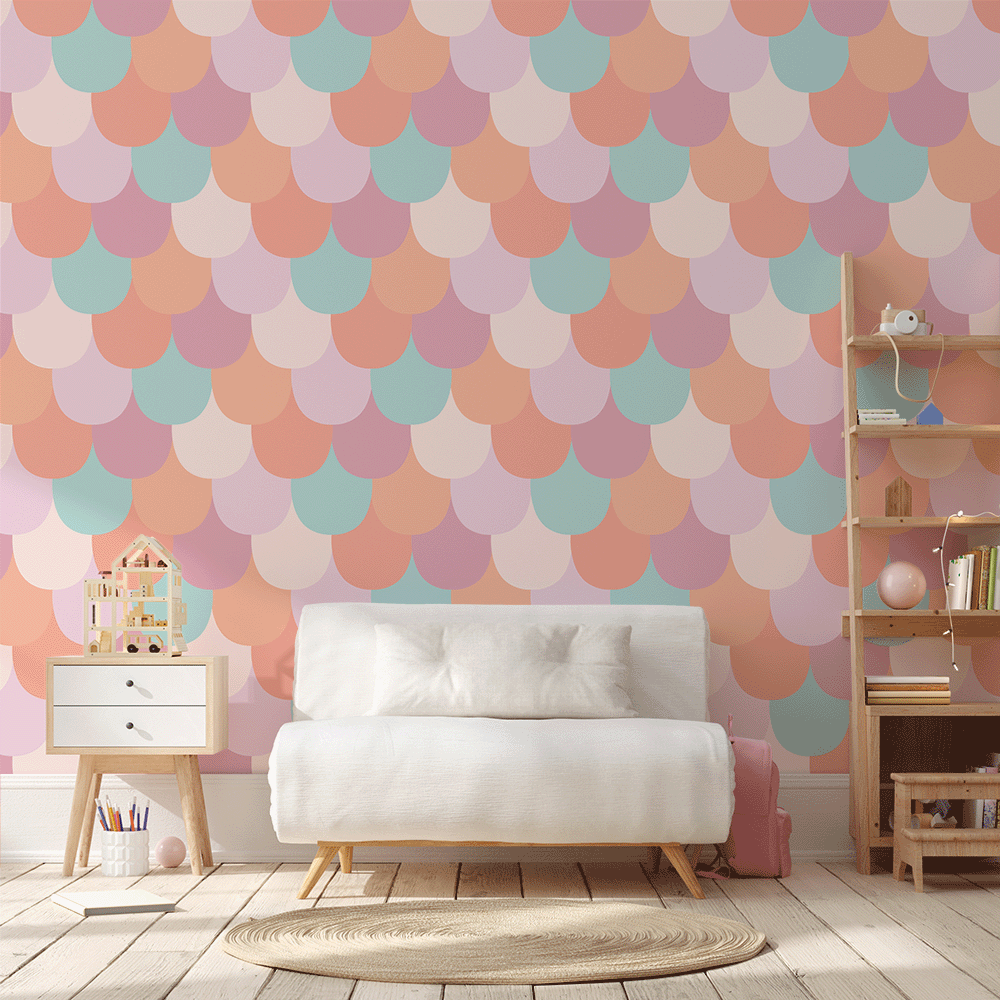 Mermaid Scales | Removable PhotoTex Wallpaper | Full & Half Walls Wallpaper Isla Dream 