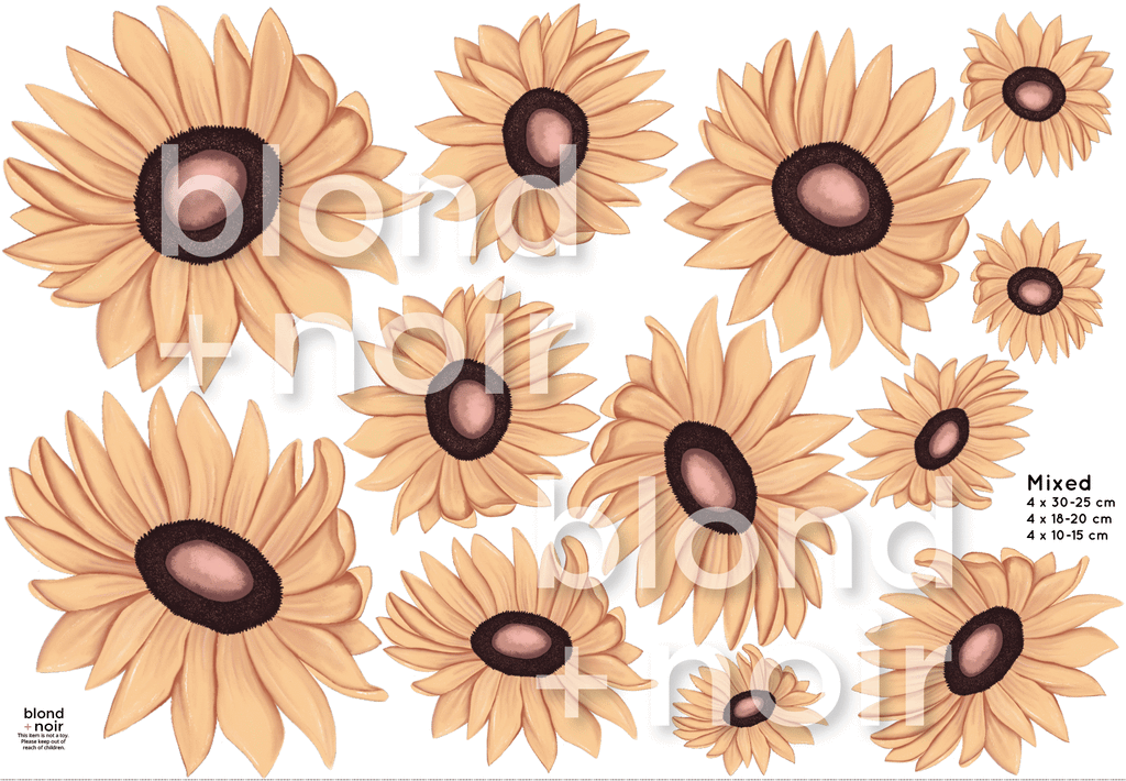 Milla's Sunflowers | Removable Fabric Wall Decals Wall Decals Blond + Noir 