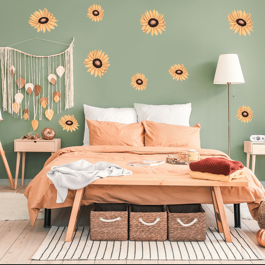 Milla's Sunflowers | Removable Fabric Wall Decals Wall Decals Blond + Noir 
