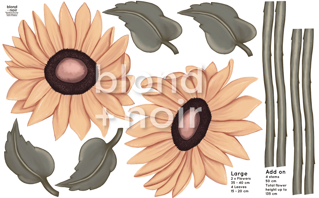 Milla's Sunflowers | Removable Fabric Wall Decals Wall Decals Blond + Noir 