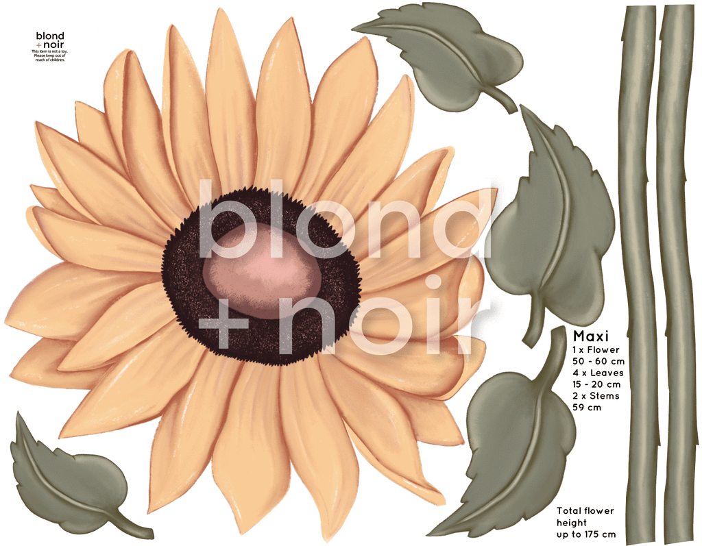 Milla's Sunflowers | Removable Fabric Wall Decals Wall Decals Blond + Noir 