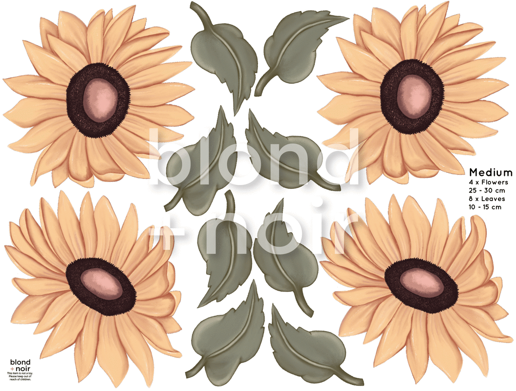 Milla's Sunflowers | Removable Fabric Wall Decals Wall Decals Blond + Noir 