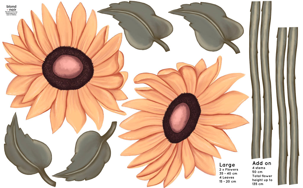 Milla's Sunflowers | Removable Fabric Wall Decals Wall Decals Blond + Noir 