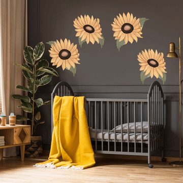 Milla's Sunflowers | Removable Fabric Wall Decals Wall Decals Blond + Noir 