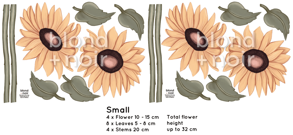 Milla's Sunflowers | Removable Fabric Wall Decals Wall Decals Blond + Noir 