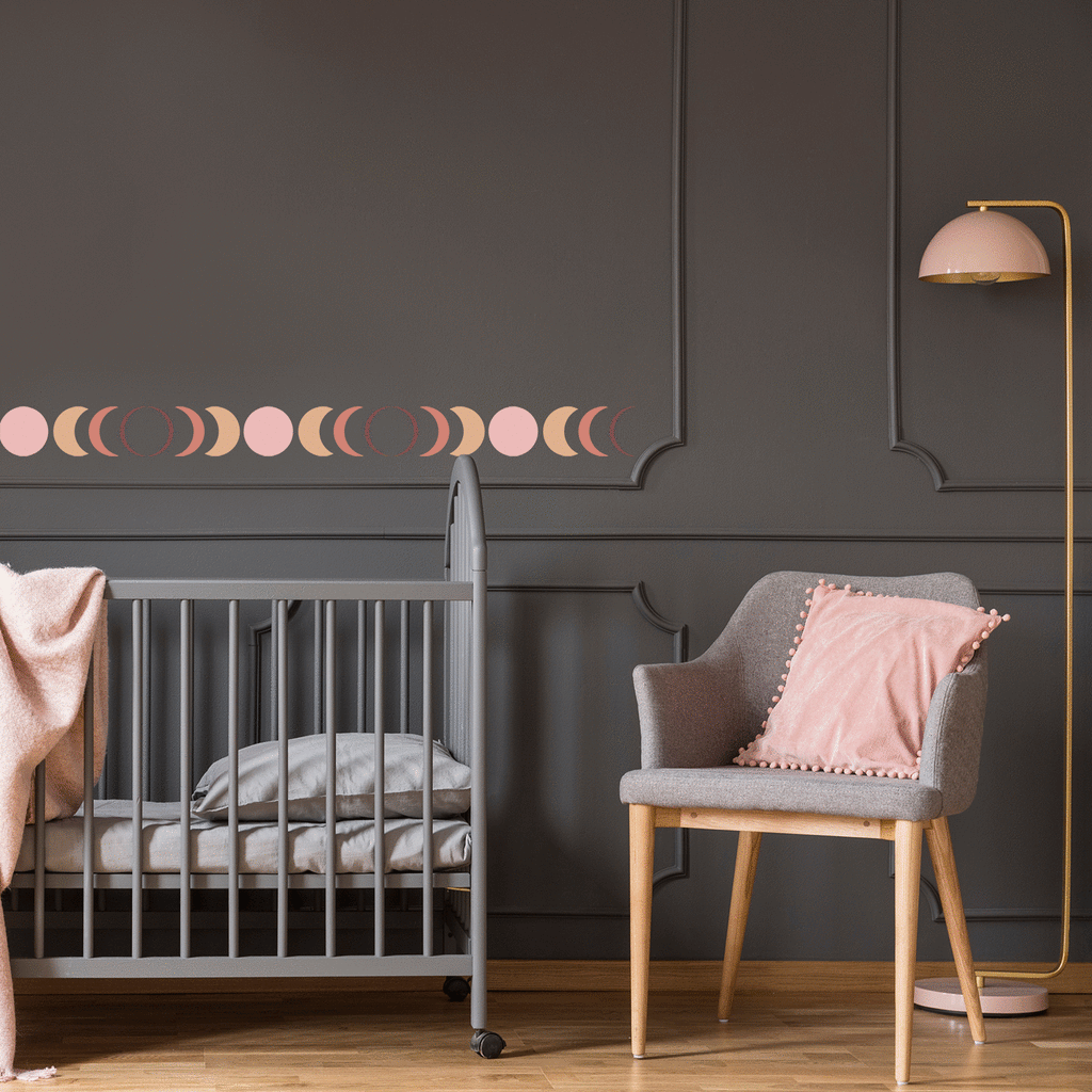 Moon Phases | Removable Fabric Wall Decals Wall Decals Blond + Noir 