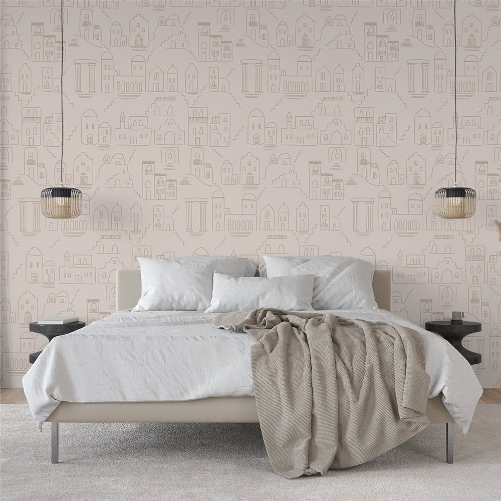 Mykonos | Full & Half Wall Wallpaper Wallpaper Blond + Noir 