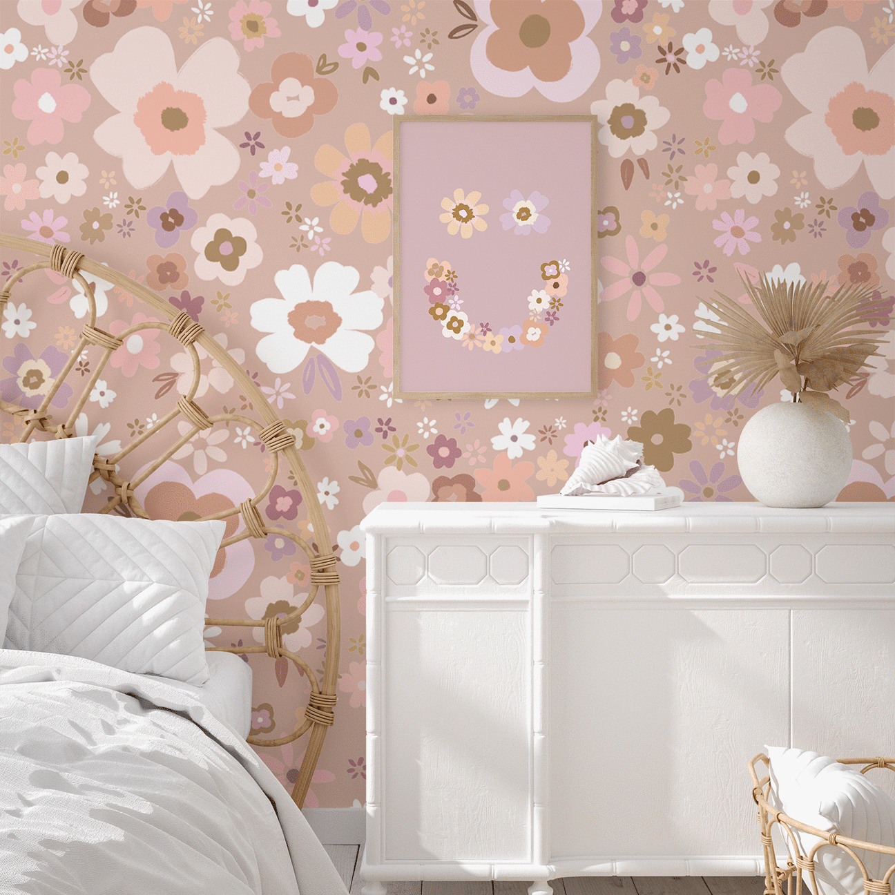 Nice Posy: Full & Half Walls | Removable PhotoTex Wallpaper Wallpaper Blond + Noir 