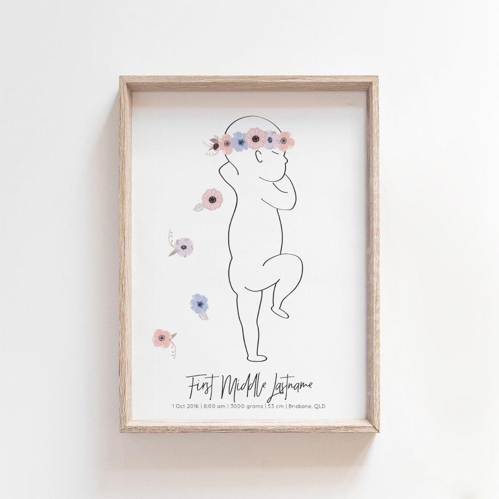 Origianl Flower Crown Zero Print | 1:1 Birth Print Birth Print Blond + Noir 