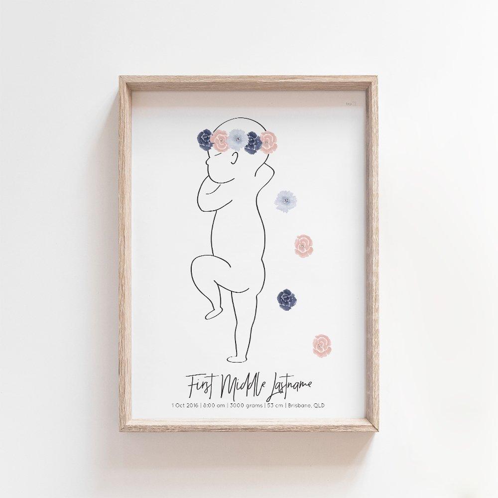 Origianl Flower Crown Zero Print | 1:1 Birth Print Birth Print Blond + Noir 