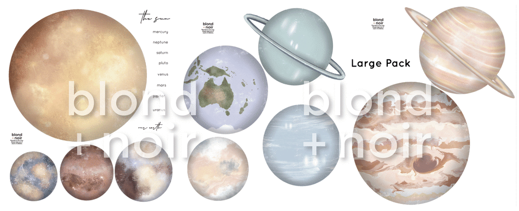 Our Solar System | Removable Fabric Wall Decals Wall Decals Blond + Noir 