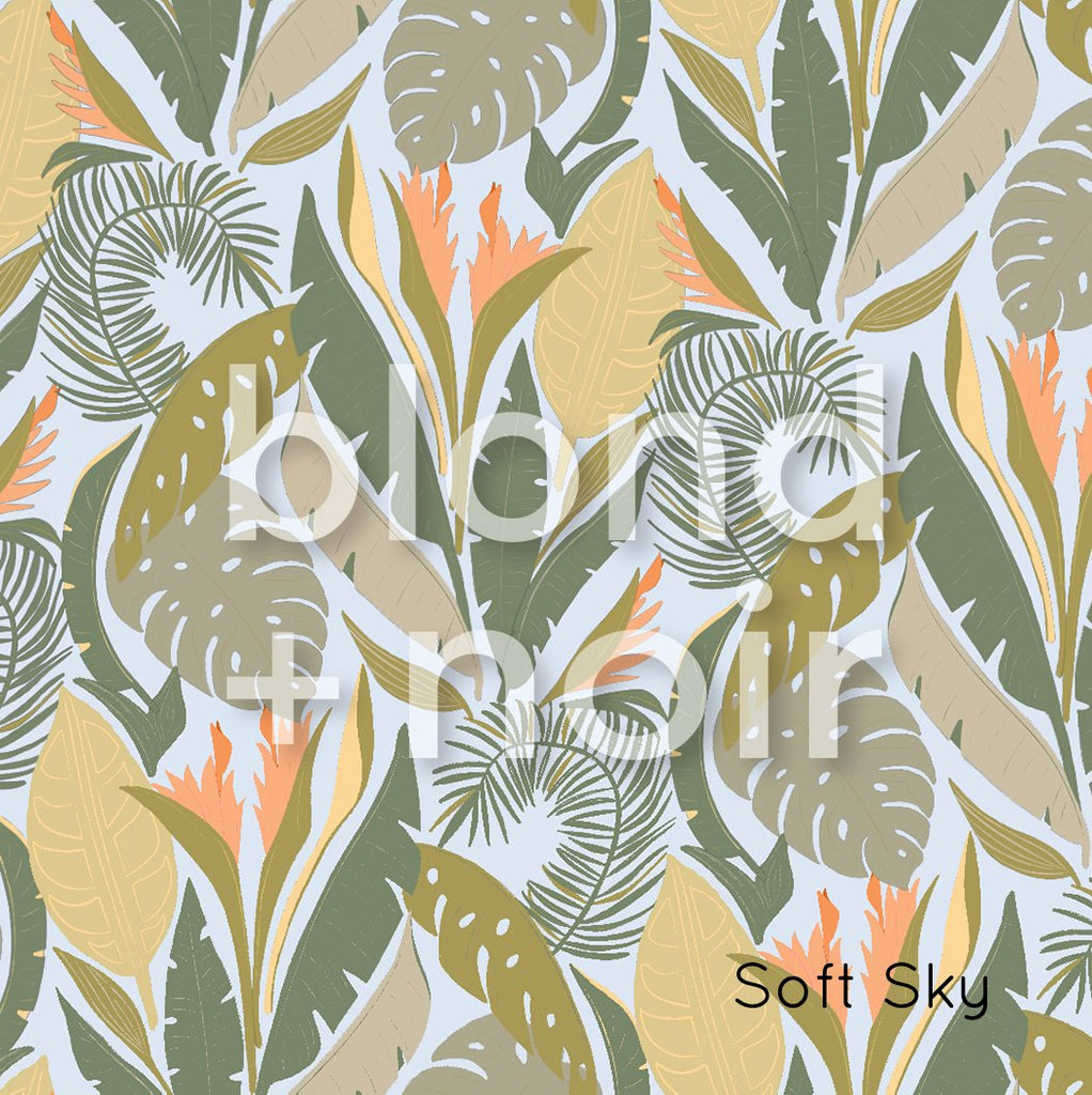 Palm Beach - Orange Flowers | Full & Half Wall Wallpaper Wallpaper Blond + Noir 