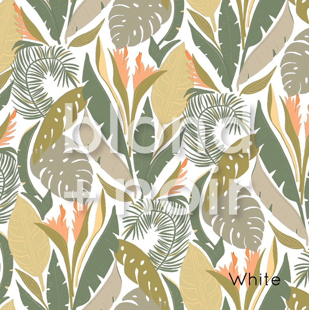 Palm Beach - Orange Flowers | Full & Half Wall Wallpaper Wallpaper Blond + Noir 
