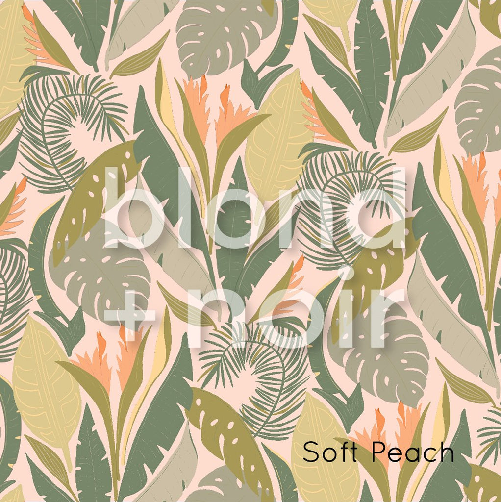 Palm Beach - Orange Flowers | Full & Half Wall Wallpaper Wallpaper Blond + Noir 