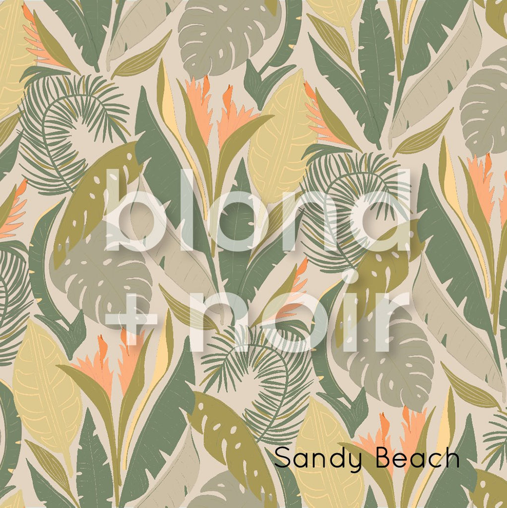 Palm Beach - Orange Flowers | Full & Half Wall Wallpaper Wallpaper Blond + Noir 