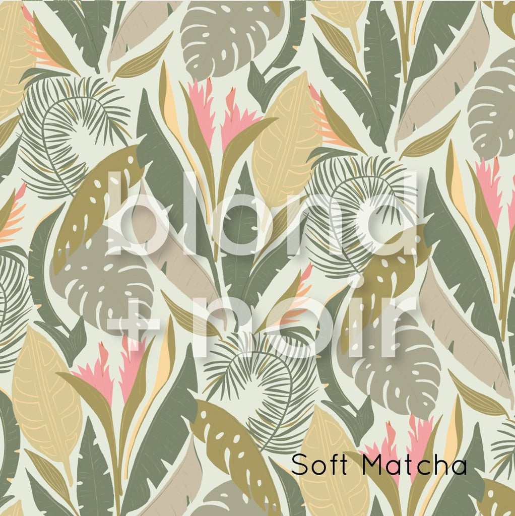 Palm Beach - Pink & Orange Flowers | Full & Half Wall Wallpaper Wallpaper Blond + Noir 