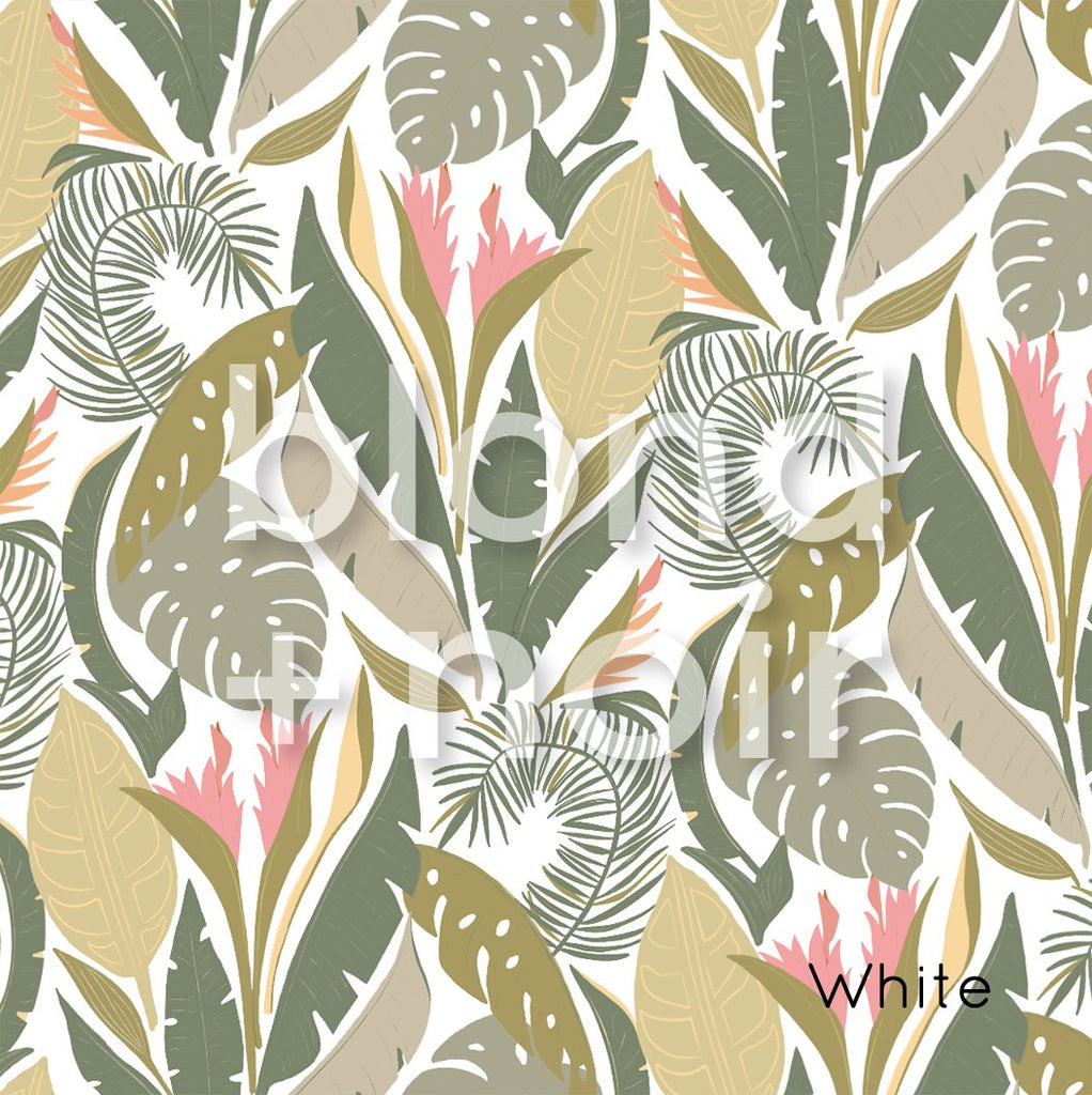 Palm Beach - Pink & Orange Flowers | Full & Half Wall Wallpaper Wallpaper Blond + Noir 