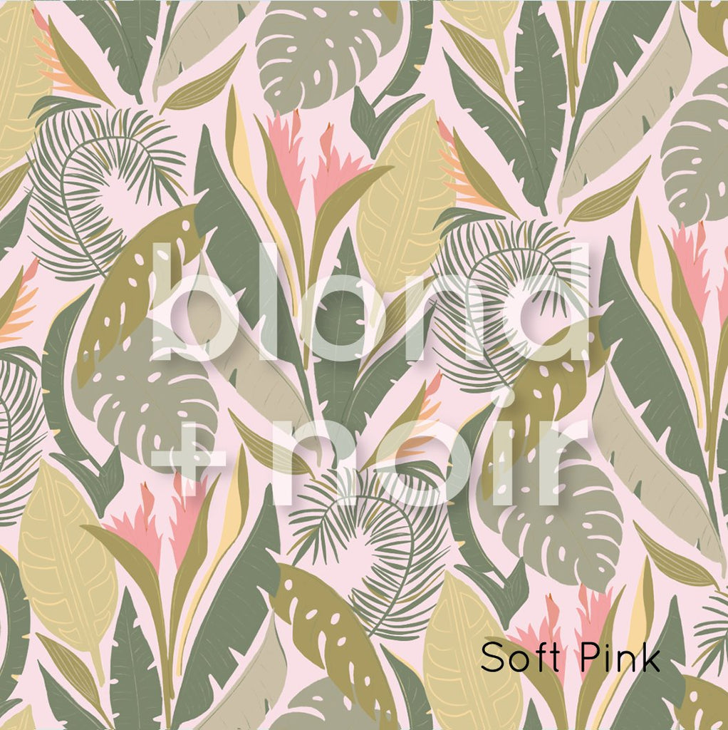 Palm Beach - Pink & Orange Flowers | Full & Half Wall Wallpaper Wallpaper Blond + Noir 