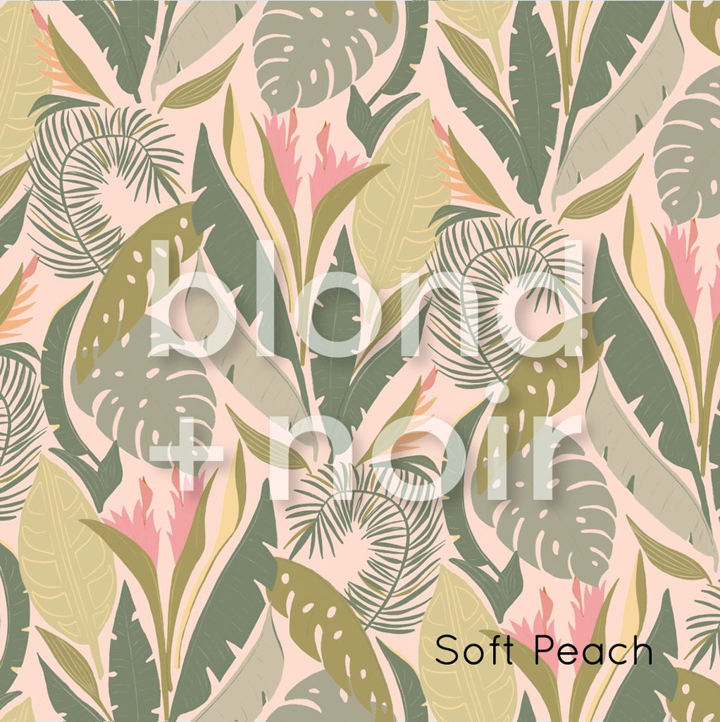 Palm Beach - Pink & Orange Flowers | Full & Half Wall Wallpaper Wallpaper Blond + Noir 