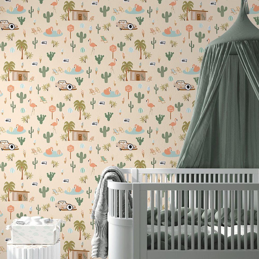 Palm Springs, Desert Vibes! | Full & Half Wall Wallpaper Wallpaper Blond + Noir 