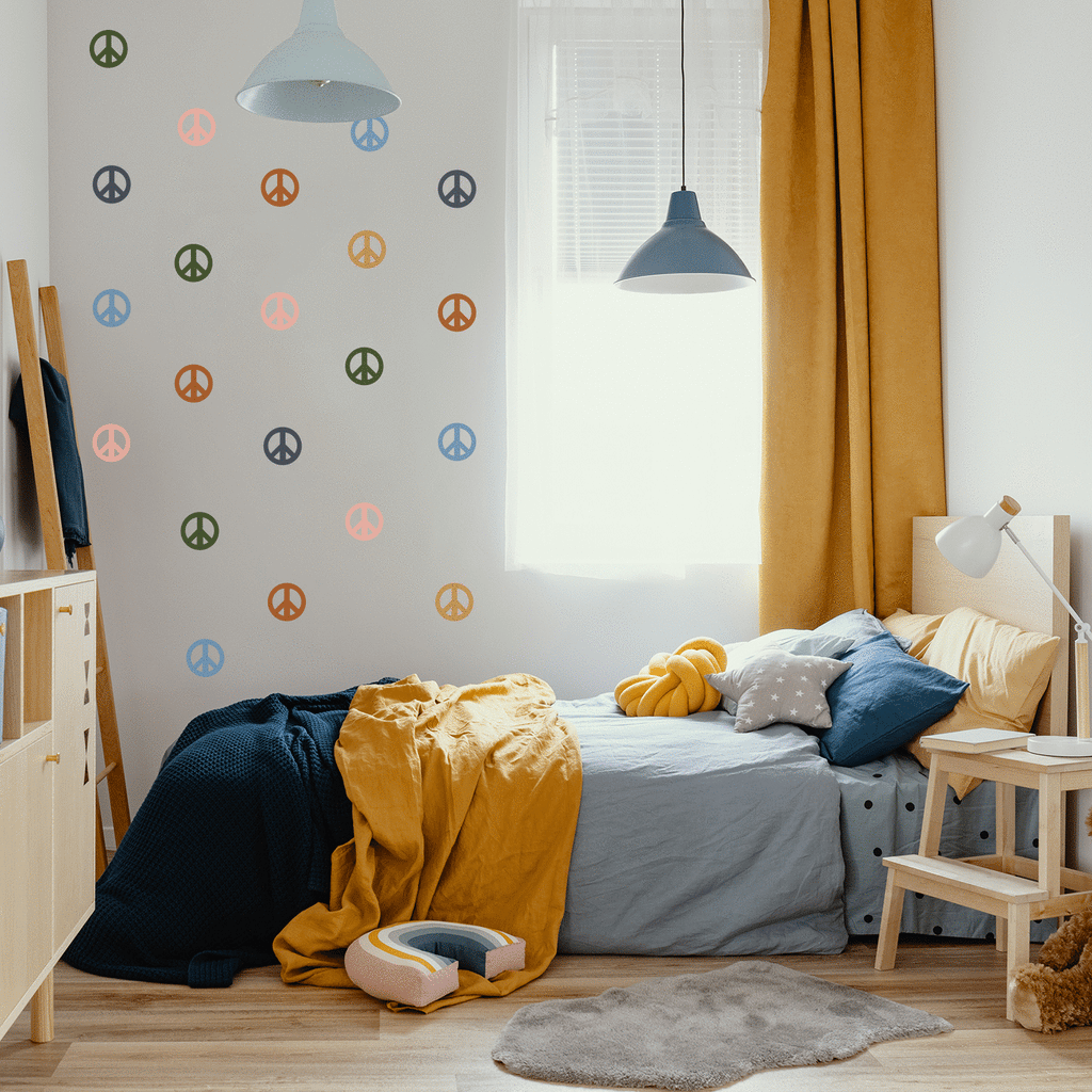 Peace Sign | Removable Fabric Wall Decals Wall Decals Blond + Noir 