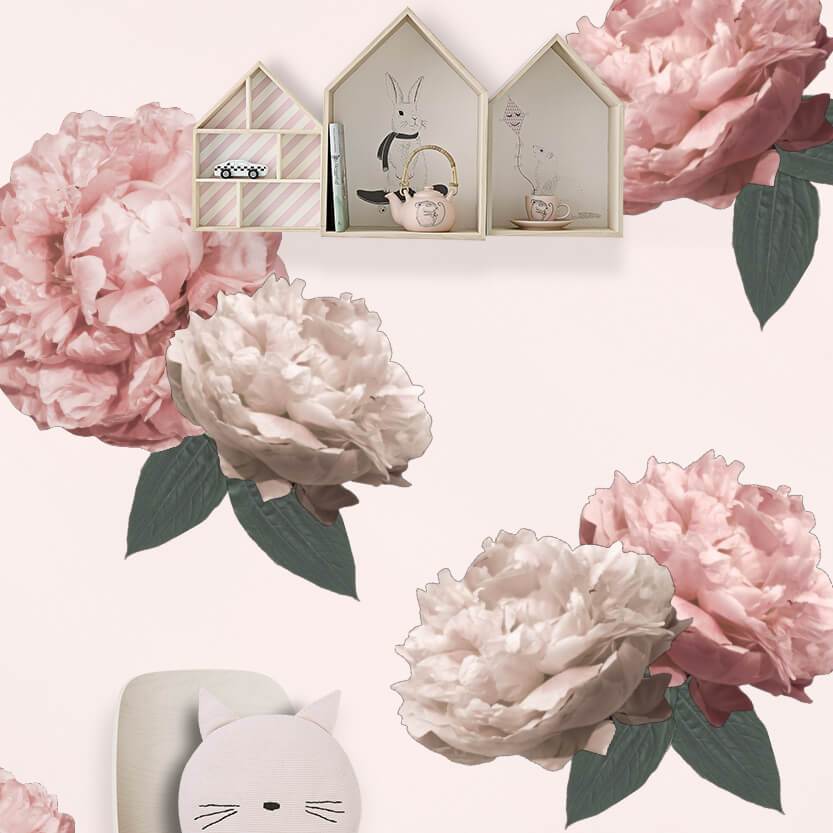 Peony | Removable Fabric Wall Decals Wall Decals Blond + Noir 