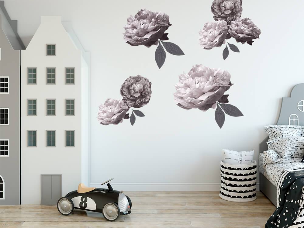 Peony | Removable Fabric Wall Decals Wall Decals Blond + Noir 