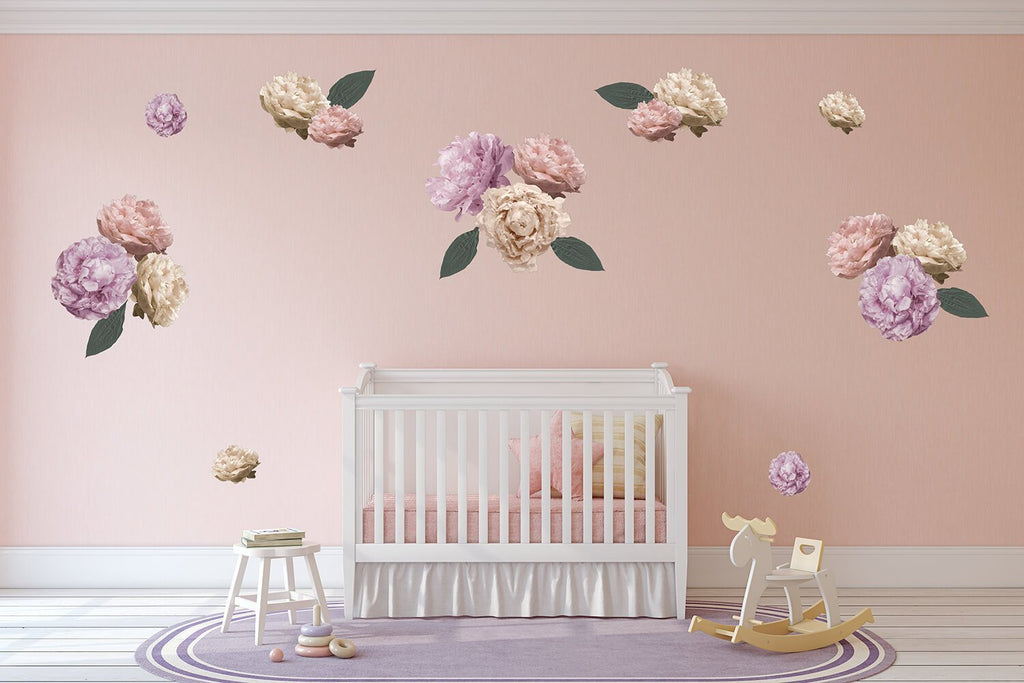 Peony | Removable Fabric Wall Decals Wall Decals Blond + Noir 