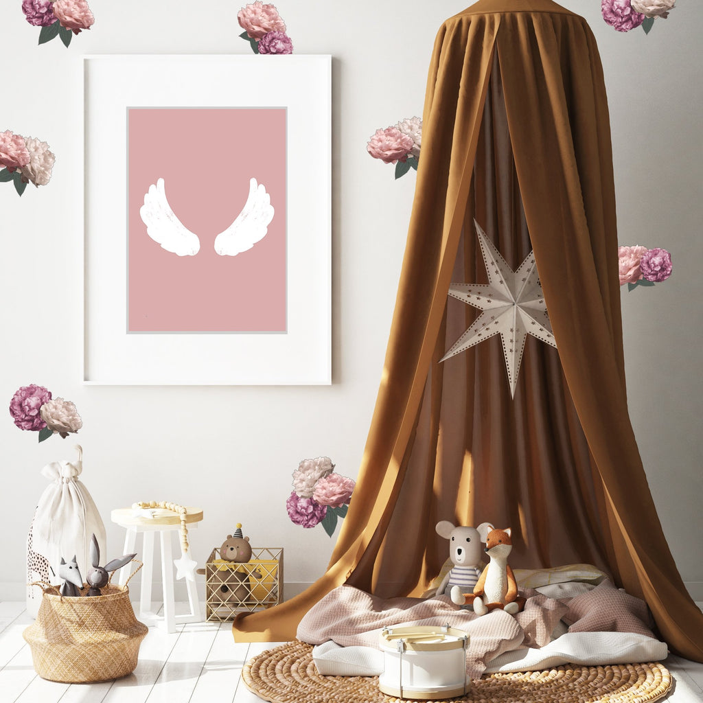 Peony | Removable Fabric Wall Decals Wall Decals Blond + Noir 