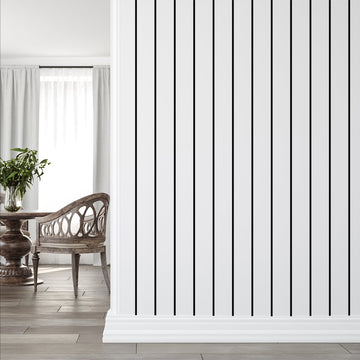 Pin Stripes | Full & Half Wall Wallpaper Wallpaper Blond + Noir 