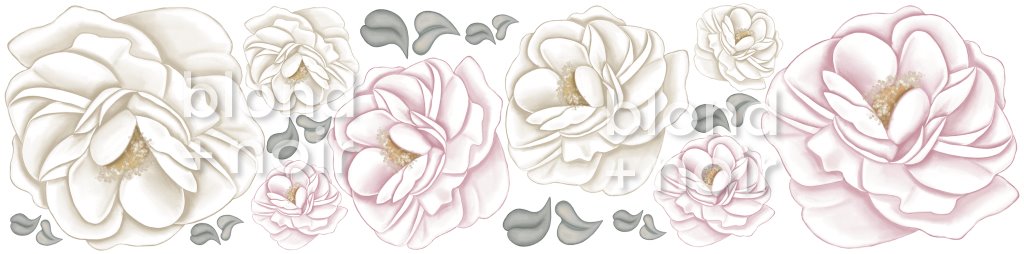 Pivoine | Peony | Removable Fabric Wall Decals Wall Decals Blond + Noir 