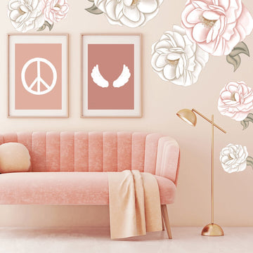Pivoine | Peony | Removable Fabric Wall Decals Wall Decals Blond + Noir 