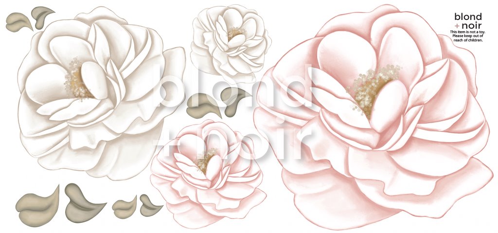 Pivoine | Peony | Removable Fabric Wall Decals Wall Decals Blond + Noir 