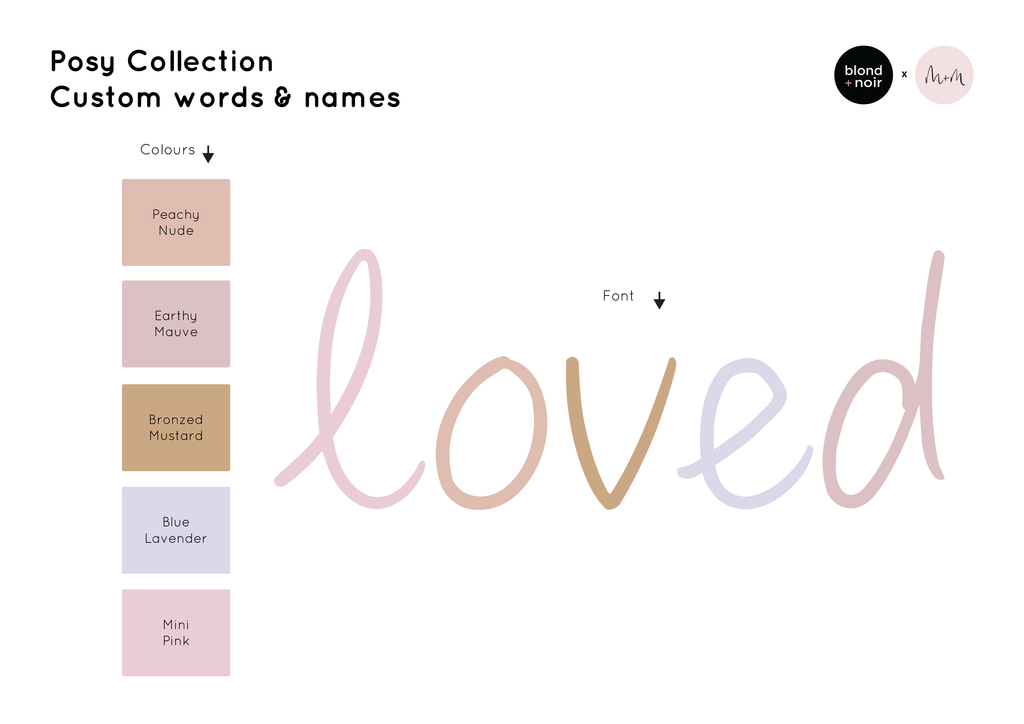 Posy Collection: Custom Name or Quote | Removable PhotoTex Wall Decals Wall Decals Blond + Noir 
