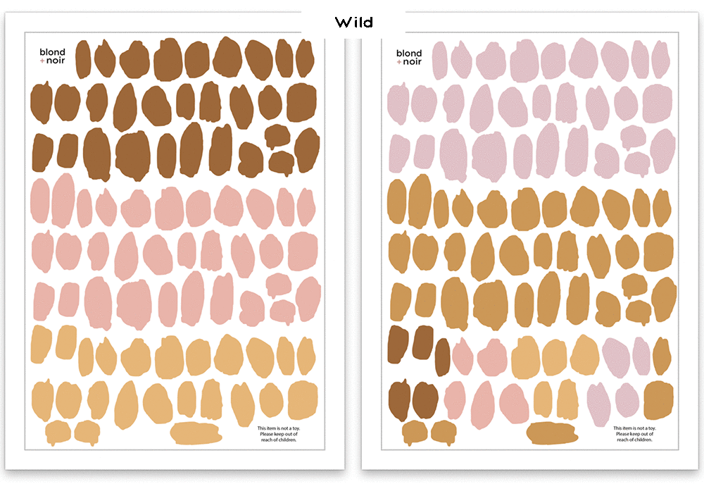 Pre-Made Animal Spot Packs | Removable Fabric Wall Decals Wall Decals Blond + Noir 